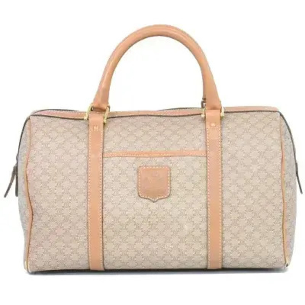 Celine Macadam Boston Bag Handbag Beige Tan